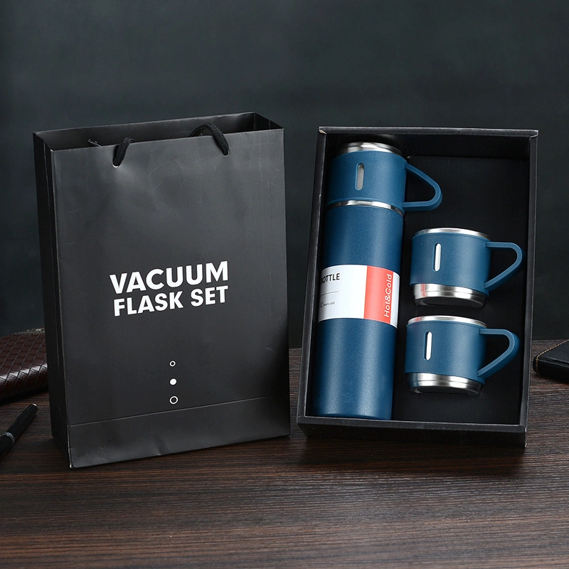 500ml Stainless Steel Thermos Leak Proof BPA-Free Double Wall Water Bottle Tea Cup Gift Set Vacuum Flask with Drinking Cup