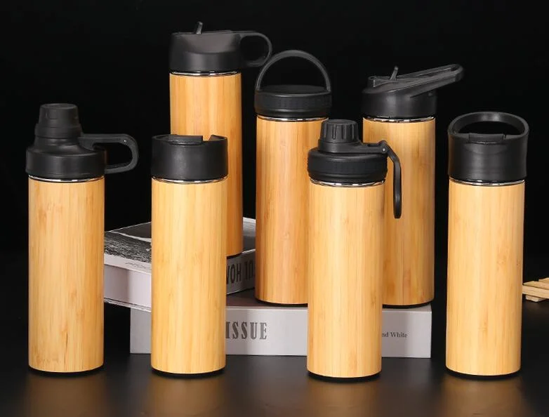 12/18ozl New Hot Sale Stainless Steel Vacuum Flask European and American Creative Bamboo Space Pot Outdoor Portable Sports Bottle Can Be Wholesale