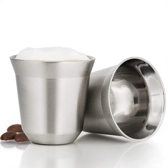 Hitzebeständiger Cafecito Mini-Becher, doppelwandig, Edelstahl 304, 80 ml, 160 ml, isolierte Kaffee-Espresso-Tasse aus Edelstahl